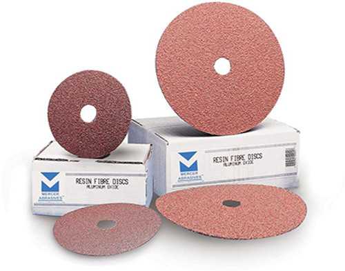 Resin Fibre Discs - Aluminum Oxide 4" x 5/8" Hole, Grit:16, Mercer Abrasives 300016 (25/Pkg.)