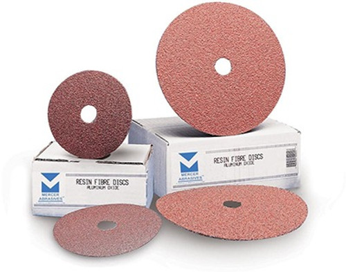 Resin Fibre Discs - Aluminum Oxide 4" x 5/8" Hole, Grit:120, Mercer Abrasives 300120 (25/Pkg.) Resin Fibre Discs - Aluminum Oxide 4" x 5/8" Hole, Grit:120, Mercer Abrasives 300120 (25/Pkg.)