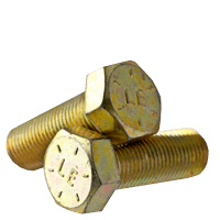 7/8"-14 x 4-1/2" Partially Threaded Hex Cap Screws Grade 8 Fine Zinc-Yellow Bake CR+3 (USA) (40/Bulk Pkg.)