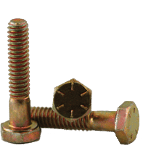 1/2"-13 x 5" Partially Threaded Hex Cap Screws Grade 8 Coarse Zinc-Yellow Bake (125/Bulk Pkg.)