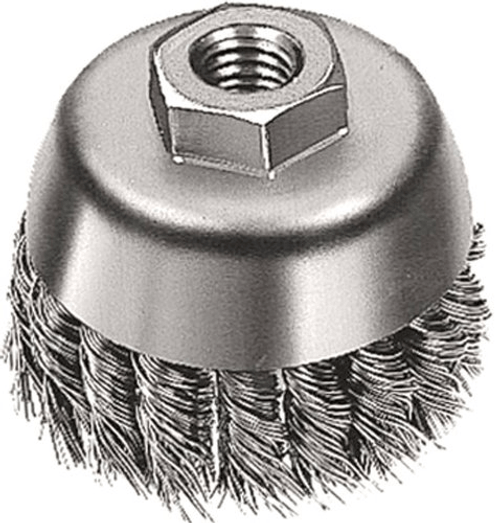 Knot Cup Brushes for Right Angle Grinders - Stainless Steel - 2-3/4" x 5/8"-11 (M10 x 1.25, M10 x 1.5), Mercer Abrasives 189020 (6/Bulk Pkg.) Knot Cup Brushes for Right Angle Grinders - Stainless Steel - 2-3/4" x 5/8"-11 (M10 x 1.25, M10 x 1.5), Mercer Abrasives 189020 (6/Bulk Pkg.)