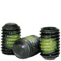 #10-24 x 1/4" Socket Set Screws Flat Point Coarse Alloy w/ Nylon-Patch Thermal Black Ox (1,000/Bulk Pkg.)