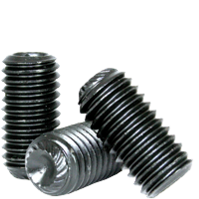 6 32 X 38 Knurled Cup Point Socket Set Screws Thermal Black Oxide 5000pkg Aft Fasteners 