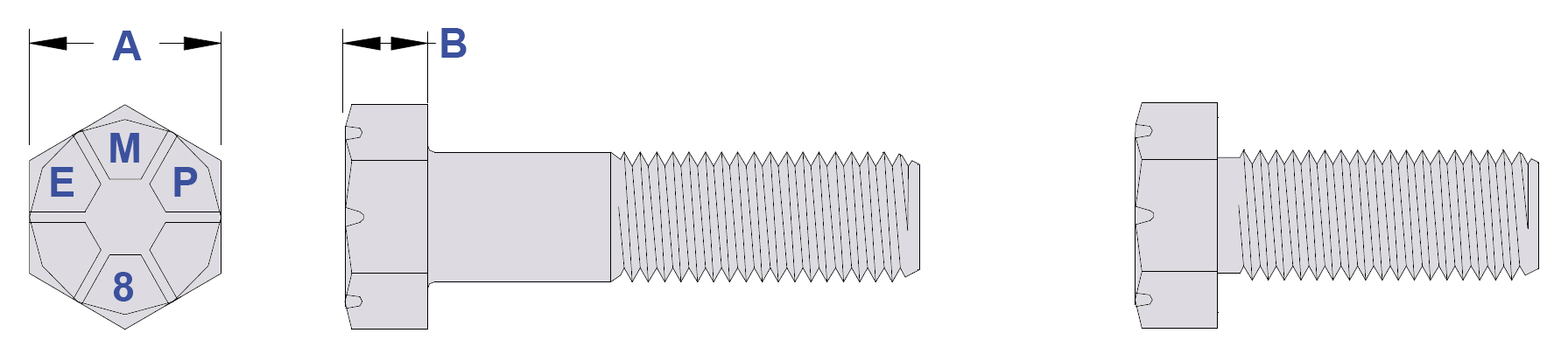 Place Bolts vs Hex Head Cap Screws Drawing