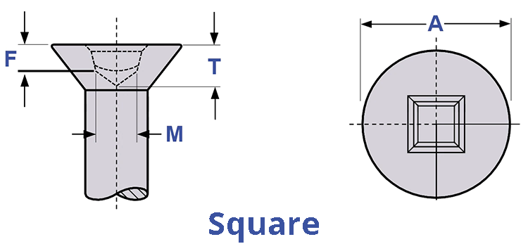 Square Drive Machine Screws Drawing