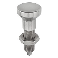 Kipp M6x0.75 Indexing Plunger Without Collar, All Stainless Steel, Locking Pin Not Hardened - Style H (1/Pkg.), K0634.112903 | AFT Fasteners