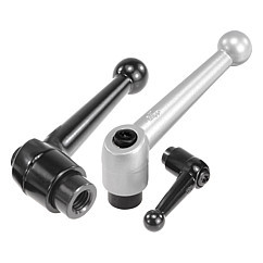 Classic Ball Style Steel Components Size 2 55 mm Screw Length Kipp 06430-2A23X55 Zinc//Steel Adjustable Handle with 1//4-20 External Thread Inch Silver Metallic Powder-Coated Finish