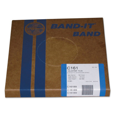 Band-It Valustrap Plus Strappings, 3/4 in x 100 ft, 0.02 in Thick,  Stainless Steel, 1/ROL