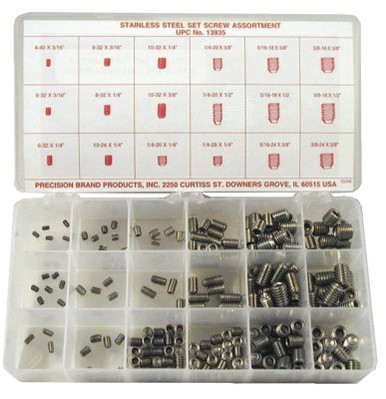 Precision Brand STAINLESS STEEL SET SCREW ASSORTMENT 220 PIECES, 1/AS ...
