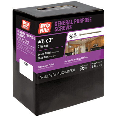 Grip Rite #8 x 3" Interior General Construction Screws, Gold (5 lb Pack ...