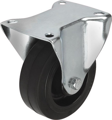 Caster Fastener Kipp Fixed Caster, w/o Locking System, 160 mm, Rubber, Steel, (Qty:1 ...