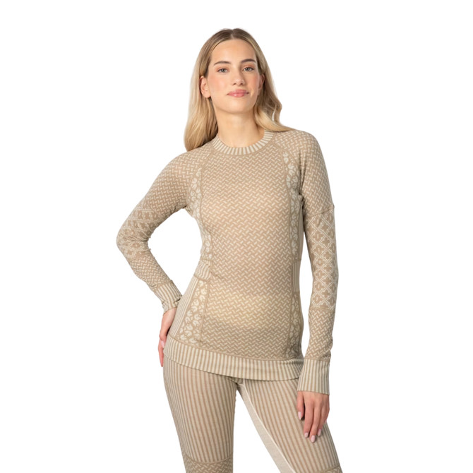 Kari Traa Smekker Long Sleeve Baselayer - 100% Merino Wool Mocha