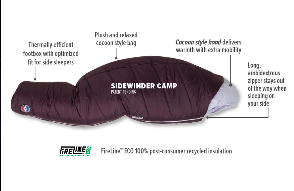 Big Agnes Womens Sidewinder Camp FireLine Eco Fill Sleeping Bag 35 Degree P  アウトドア寝具