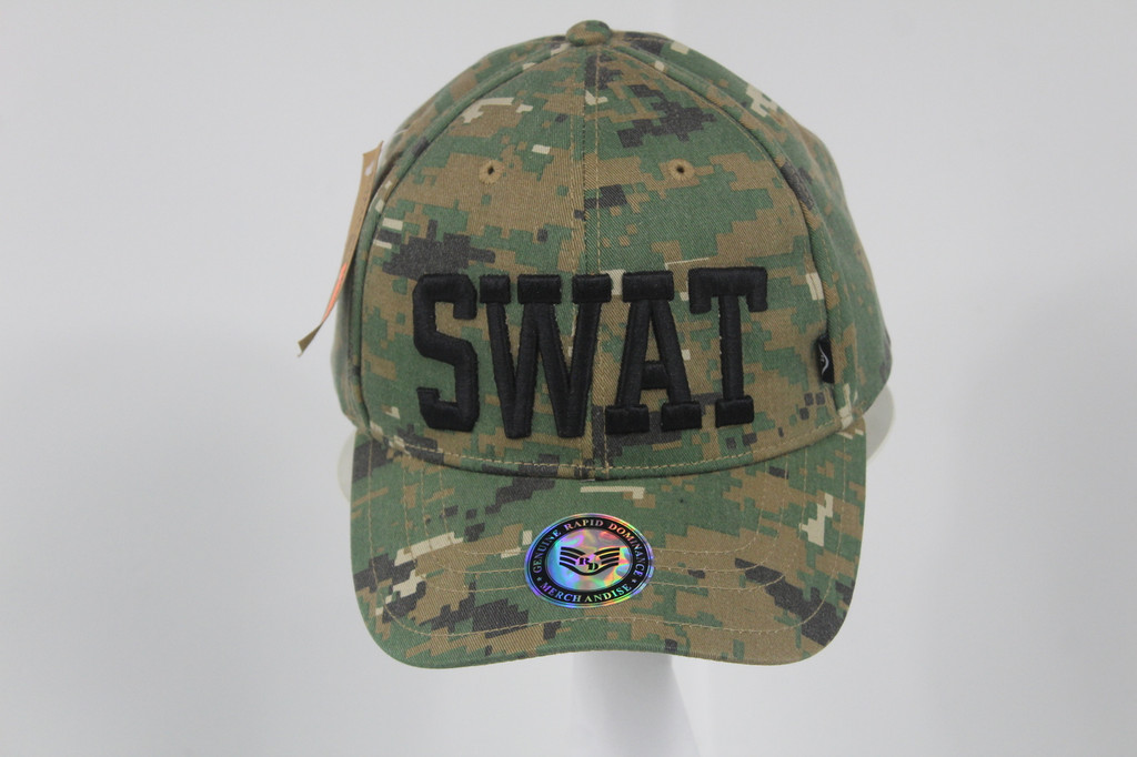 SWAT Digital Woodland Camo Military Law Enforcement Hat (3D Puff Embroidery - 4 locations) 2