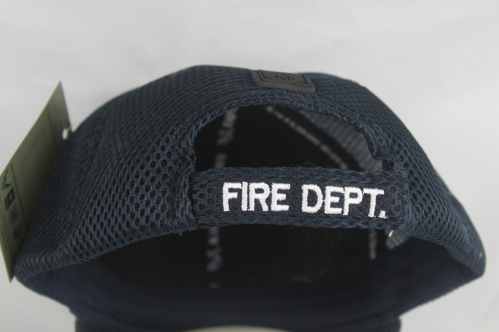 Fire Department Logo Navy Air Mesh Cap (3-D High Definition Embroidery) 4