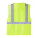 CornerStone Yellow Reflective ANSI 107  Class 2 Safety Vest (ZIP FRONT) - Back View Flat Lay