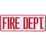 Emblem - Full Back FIRE DEPT (White with Red Lettering)