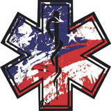 Decal - Distressed American Flag Star of Life (Window Size)