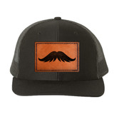 Leather Patch Hats- Firefighter Mustache Black