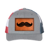 Leather Patch Hats- Firefighter Mustache Heather Grey