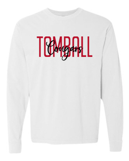 TIS Tomball Script White Long Sleeve Comfort Color T-shirt
