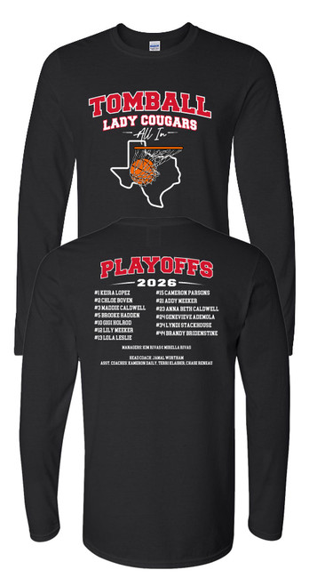THS Girls Basketball Black Long Sleeve Cotton T-shirt (Gildan Softstyle)