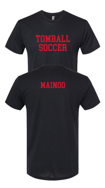 THS Boys Soccer Black Triblend Cotton T-shirt with Last Name (Next Level)