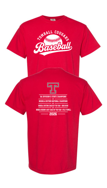 THS Baseball Volunteer Red T-shirt (Comfort Color)