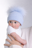 CT90 1st SIZE SELF COLOUR RIBBED 1 FUR POM HAT