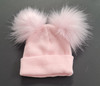CT91 1st SIZE SELF COLOUR RIBBED 2 FUR POM HATS 2