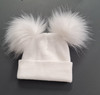 CT91 1st SIZE SELF COLOUR RIBBED 2 FUR POM HATS 2