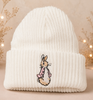 WHITE PINK RABBIT embroidered white hat beanie NB / 0-3m des 2