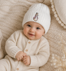 WHITE PINK RABBIT embroidered white hat beanie NB / 0-3m des 2