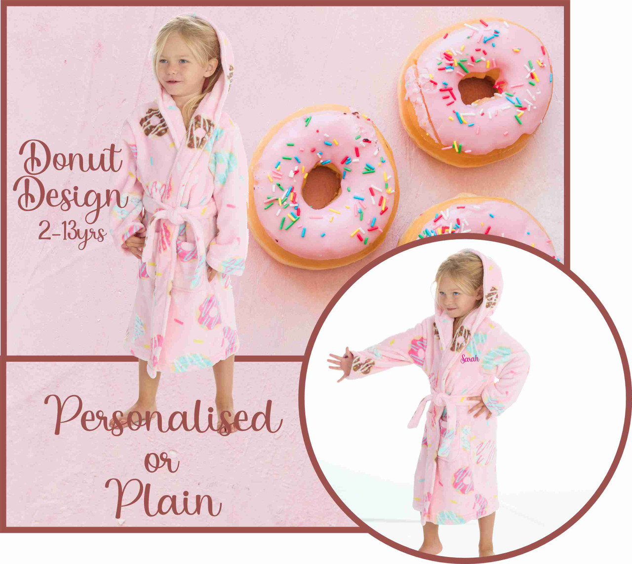 Bathrobe for Children, EAU DE ROSE, Oeko Tex® - pink/print, Bedding & Decor