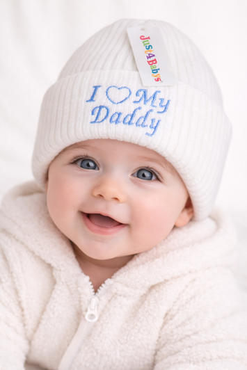 i love my daddy embroidered newborn hat