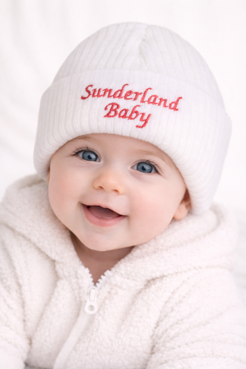 SUNDERLAND BABY   boys girls embroidered white hat beanie 0-3m des 2