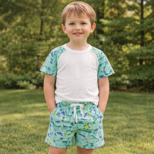 KWC9344UTS UNDER THE SEA   PRINT SHORT SLEEVE SET