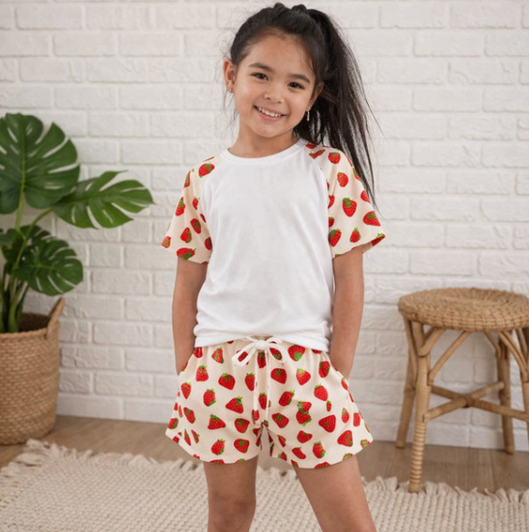 KWC9344SB STRAWBERRY  PRINT SHORT SLEEVE SET
