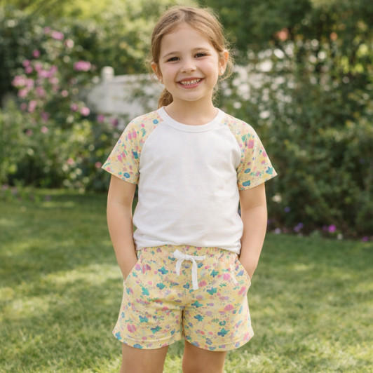 KWC9344BF BUTTERFLY  PRINT SHORT SLEEVE SET