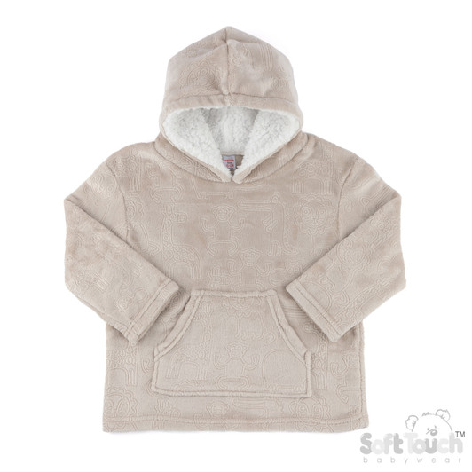 HD305-BI-2-4Y: BISCUIT Floral Embossed Hoodie (2-4 Years)