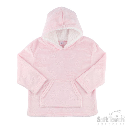 HD305-P: PINK bunny Embossed Hoodie (2-4 Y)
