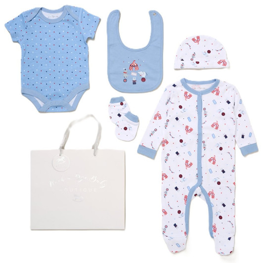 F10711NB: Baby Boys Circus 6 Piece Mesh Bag Gift Set (NB-6 Months) F10711NB: Baby Boys Circus 6 Piece Mesh Bag Gift Set (NB-6 Months)