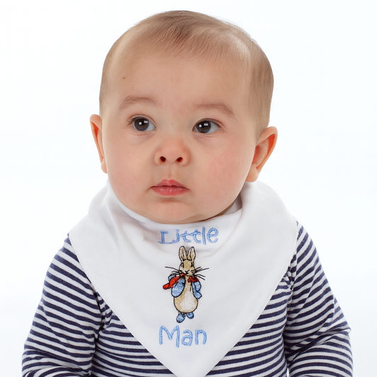 Copy of PETER RABBIT little man standing White Baby Bandana Bib Copy of PETER RABBIT little man standing White Baby Bandana Bib