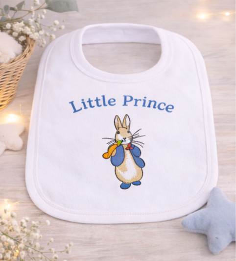 PETER RABBIT little prince  White Baby Bib