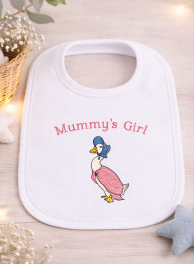 Jemima puddleduck Mummys Girl  White Baby Bib