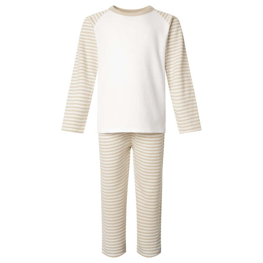 Soft Striped  beige biscuit Children's Pyjama Sets  6 Months – 6 Years