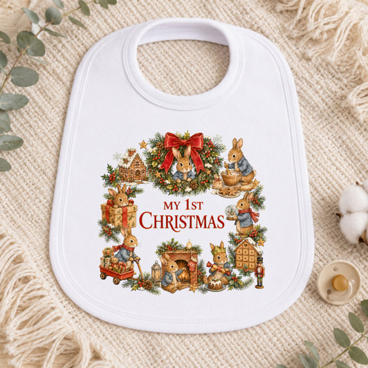 peter rabbit my 1st christmas bib