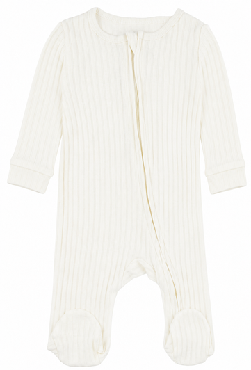 SS4600-MA-36: Marshmallow Ribbed Sleepsuit (0-3 Months)