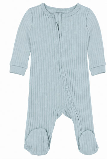 SS4600-SG-36: Sage Green Ribbed Sleepsuit (0-3 Months)