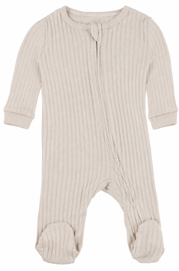 SS4600-BI-03: Biscuit Ribbed Sleepsuit (0-3 Months)